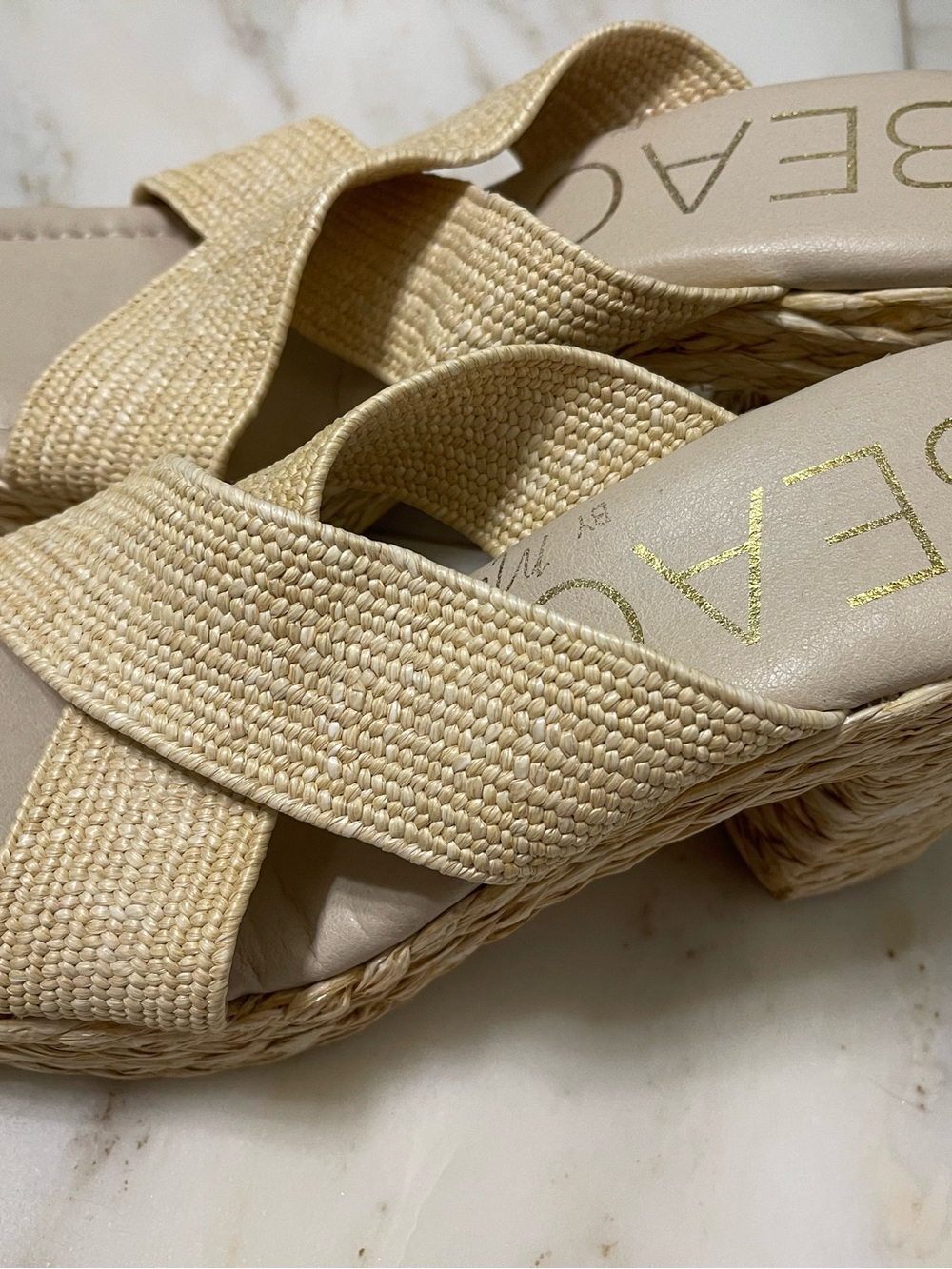BEACH by Matisse Women's Cream Woven Slide Sandals